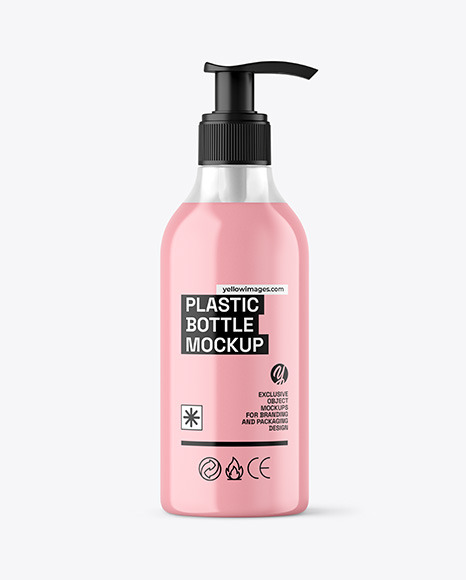 Clear Liquid Soap Bottle with Pump Mockup