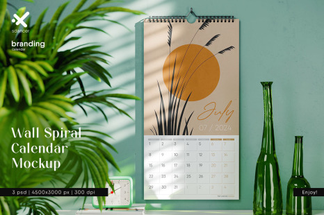 Wall Spiral Calendar Mockup