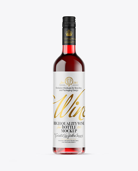 Clear Glass Red Wine Bottle Mockup