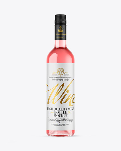 Clear Glass Pink Wine Bottle Mockup
