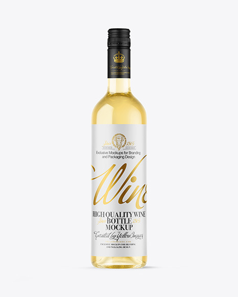 Clear Glass White Wine Bottle Mockup