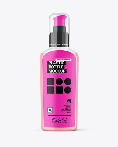 Clear Liquid Soap Bottle with Pump Mockup