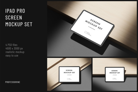 Landscape iPad Pro Screen Mockup Set