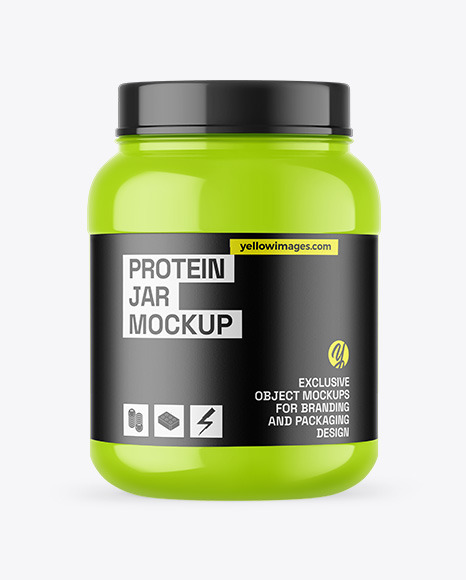 Glossy Protein Jar Mockup