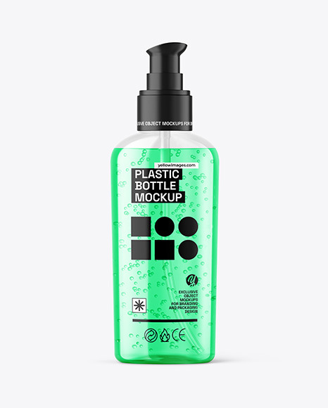 Color Liquid Cosmetic Bottle with Pump Mockup