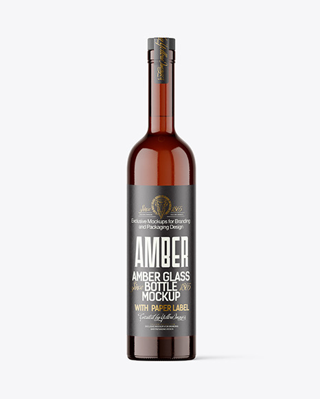 Amber Glass Vodka Bottle Mockup