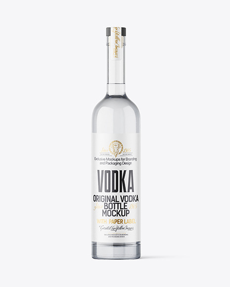 Clear Glass Vodka Bottle Mockup