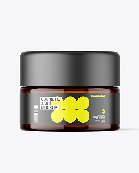 Amber Glass Cosmetic Jar Mockup