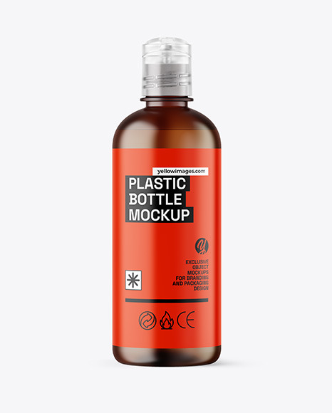 Frosted Amber Cosmetic Bottle Mockup