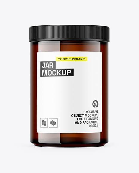 Glossy Amber Jar Mockup