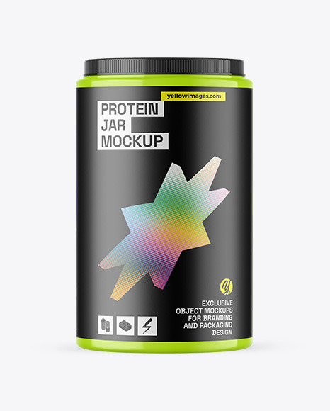 Glossy Protein Jar Mockup