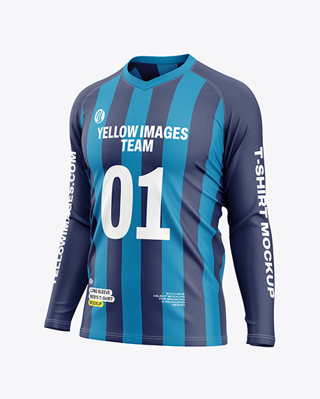 Men’s Long Sleeve T-Shirt Mockup - Half Side View
