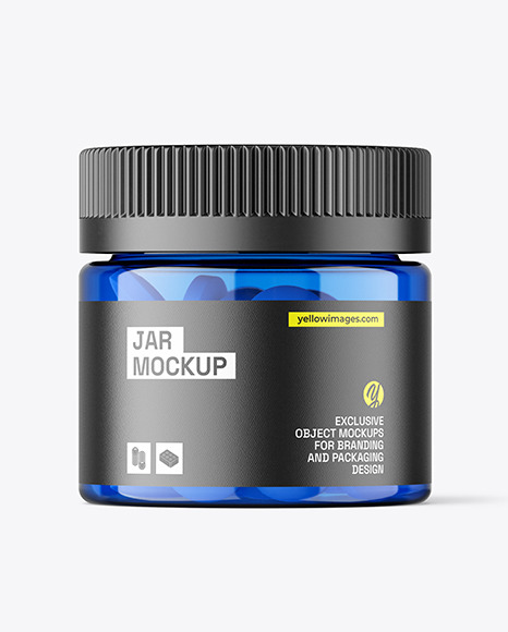 Blue Jar with Tablets Mockup
