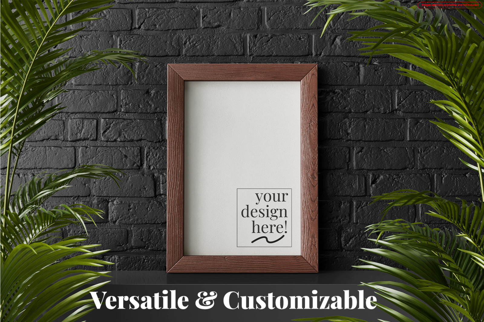 Wooden Frame Poster Mockup Set with 4 Size Variant on Yellow Images
