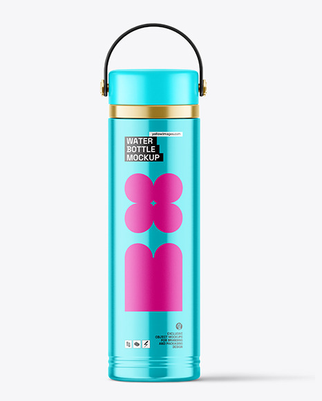 Metallic Vacuum Water Bottle Mockup