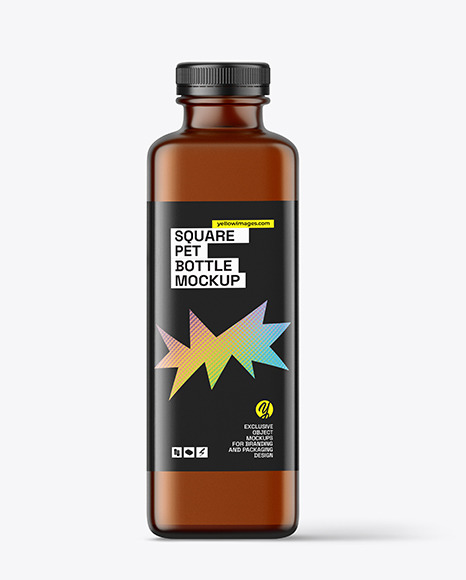 Frosted Amber Square Bottle Mockup