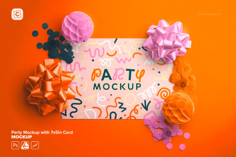 Party Mockup with 7x5in Card