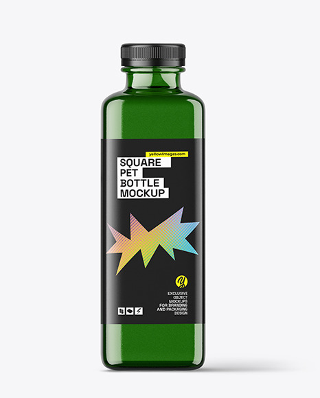 400ml Green Square Bottle Mockup