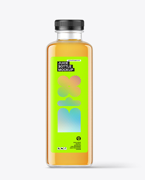 400ml Apple Juice Square Bottle Mockup