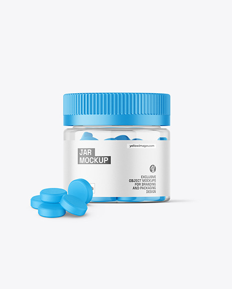 Clear Jar with Tablets Mockup