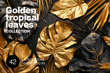 Golden tropical leaves