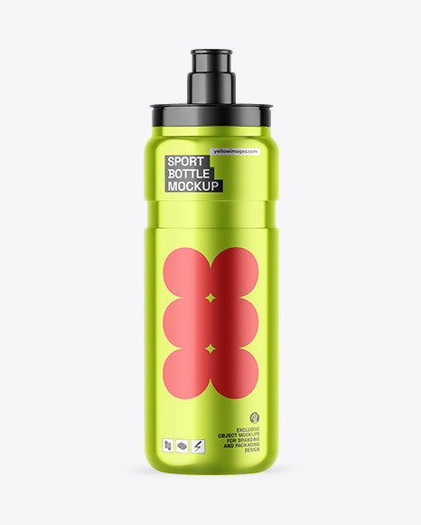 Metallic Sport Bottle Mockup