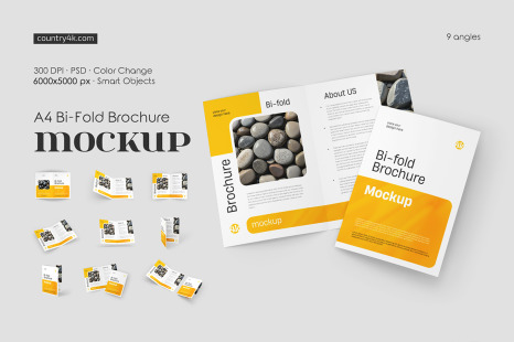 A4 Bi-Fold Brochure Mockup Set