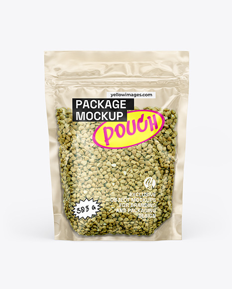 Transparent Pouch with Green Buckwheat Mockup