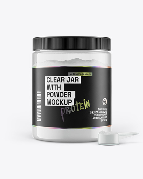 Clear Jar With Powder Mockup