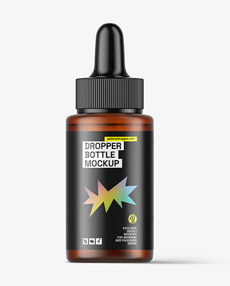 Frosted Amber Dropper Bottle Mockup