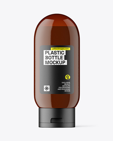 Amber Plastic Bottle Mockup