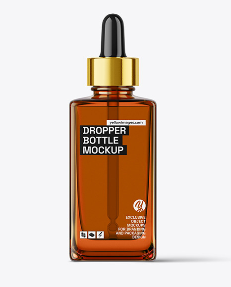 Amber Glass Square Dropper Bottle Mockup