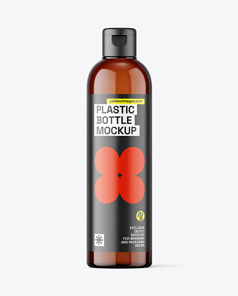 Amber Plastic Bottle Mockup