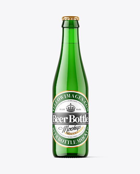 Green Glass Beer Bottle Mockup