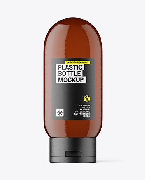 Amber Plastic Bottle Mockup