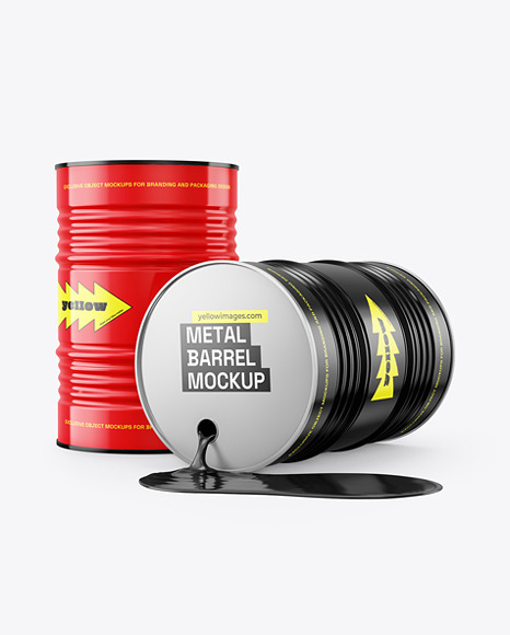 Glossy Oil Barrels Mockup