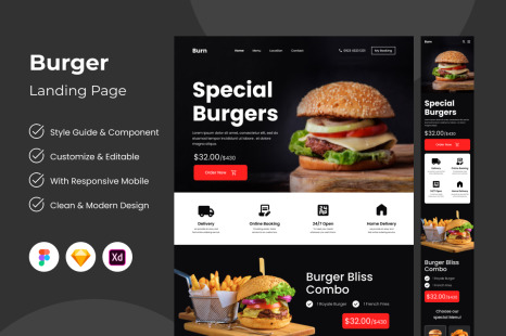 Burn - Burger Landing Page