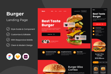Burn - Burger Landing Page V2