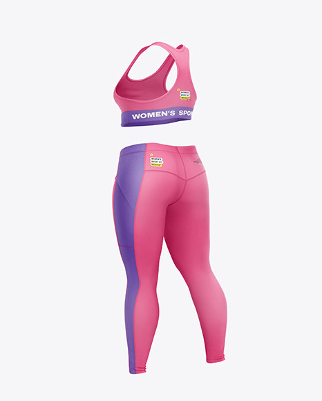 Women&#039;s Plus Size Fitness Kit Mockup – Back Half Side View