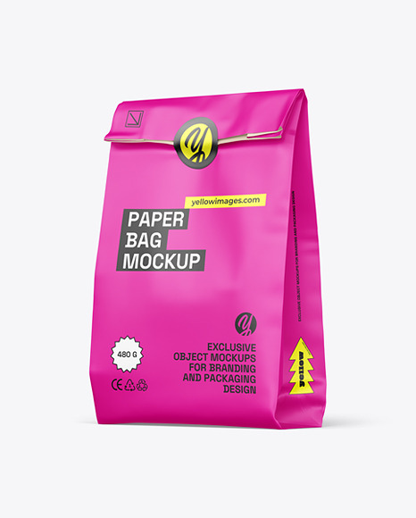Fast Food Paper Bag w/ Sticker Mockup