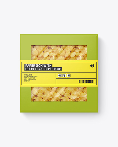 Paper Box With Corn Flakes Mockup