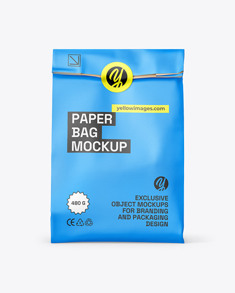 Fast Food Paper Bag w/ Sticker Mockup