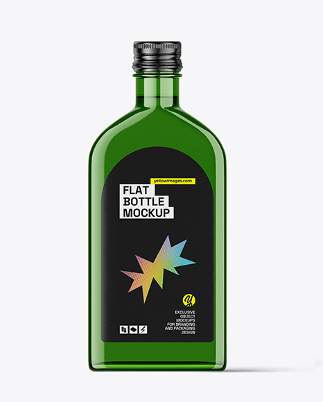 Flat Green Glass Bottle Mockup