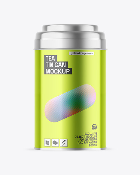 Metallic Tea Tin Can Mockup