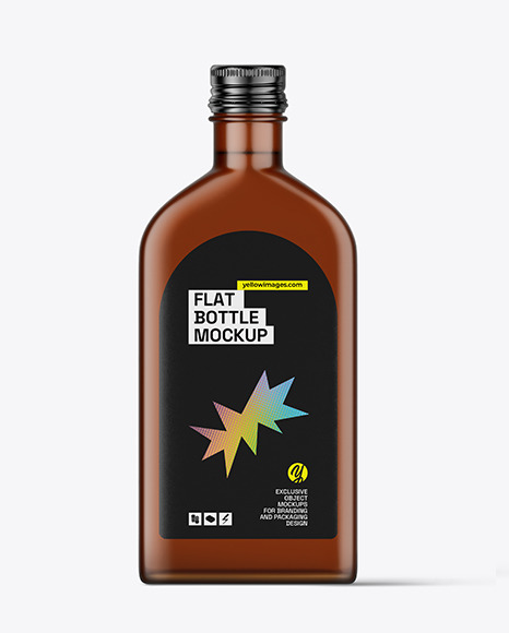 Flat Amber Frosted Bottle Mockup