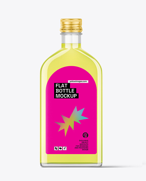 Flat Clear Glass Bottle Mockup