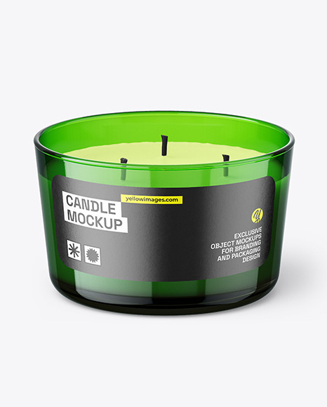Green Glass Candle Mockup