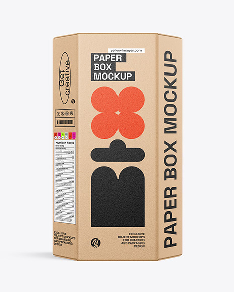 Hexagonal Kraft Paper Box Mockup