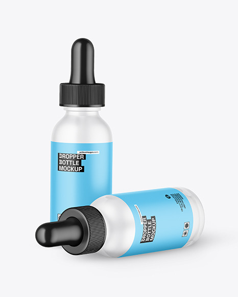 Two Frosted Glass Dropper Bottles Mockup