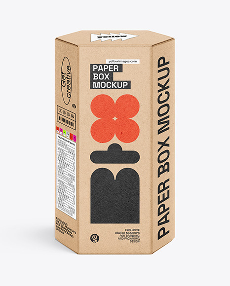 Hexagonal Kraft Paper Box Mockup